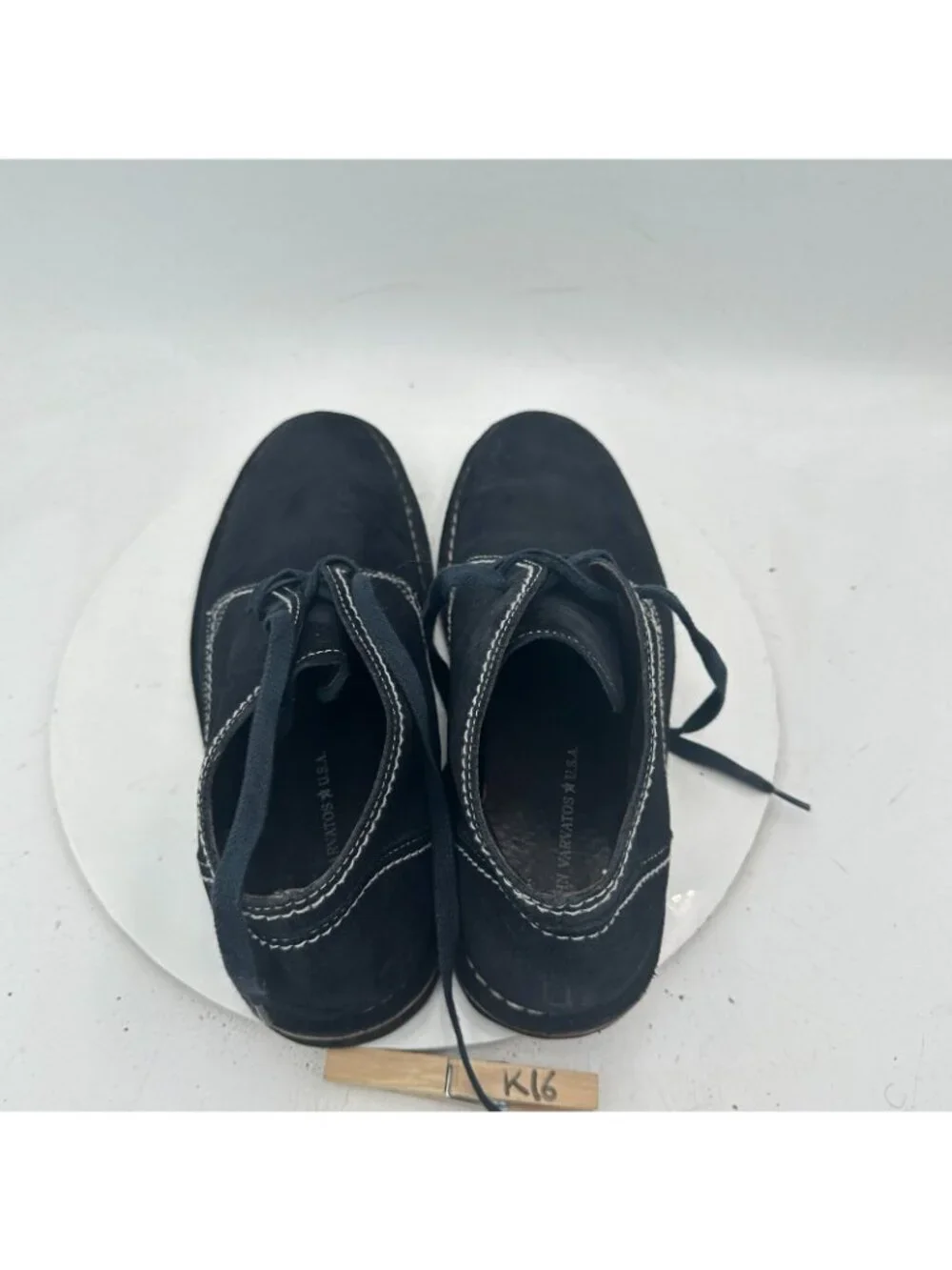 John Varvatos Hipster Men Size 9.5 M Black Suede White Stitch Ankle Chukka Boot